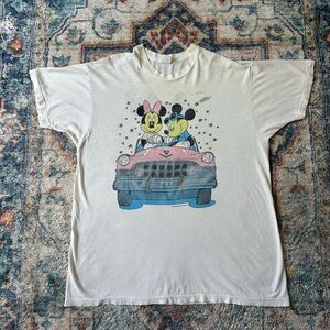 Vintage Disney Mickey And Minnie Mouse Drive In T-shirt Size XL
